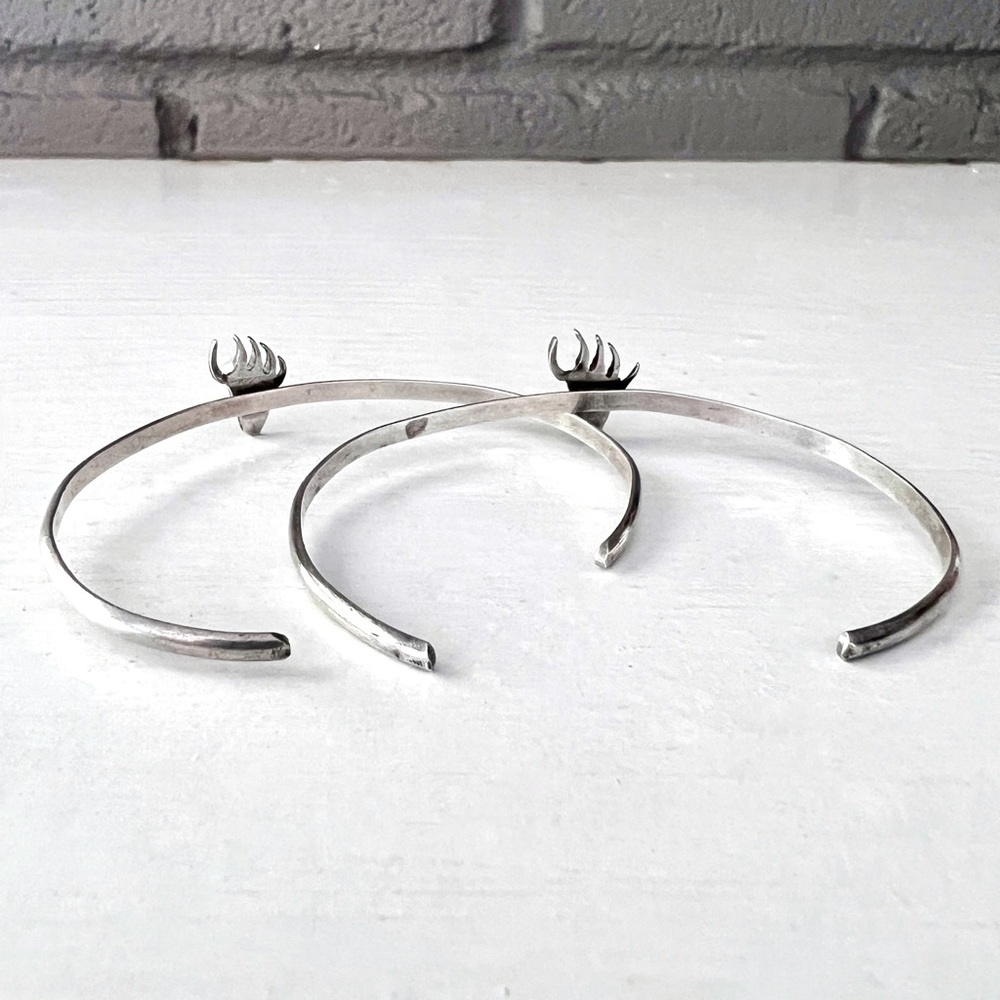 1970s VINTAGE Bear Claw Crushed Turquoise Sterling Silver Stacker Cuff NOS - Picture 7 of 8